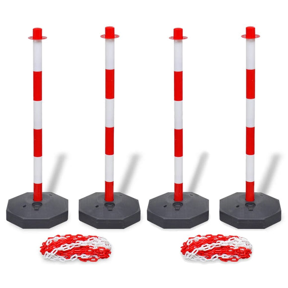 NNEVL Set of 4 Chain Posts and 2 Plastic Chians of 10 m Each