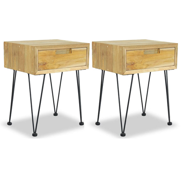 NNEVL Bedside Cabinets 2 pcs 40x30x50 cm Solid Teak