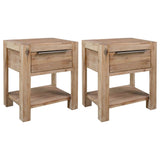 NNEVL Nightstands with Drawers 2 pcs 40x30x48 cm Solid Acacia Wood
