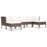 NNEVL 6 Piece Garden Lounge Set with Cushions Poly Rattan Brown