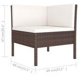 NNEVL 6 Piece Garden Lounge Set with Cushions Poly Rattan Brown
