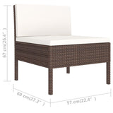 NNEVL 6 Piece Garden Lounge Set with Cushions Poly Rattan Brown