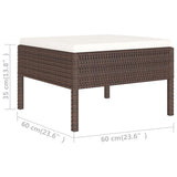 NNEVL 6 Piece Garden Lounge Set with Cushions Poly Rattan Brown