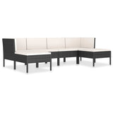 NNEVL 6 Piece Garden Lounge Set with Cushions Poly Rattan Black