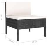 NNEVL 6 Piece Garden Lounge Set with Cushions Poly Rattan Black