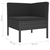 NNEVL 4 Piece Garden Lounge Set with Cushions Poly Rattan Black