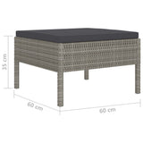 NNEVL 4 Piece Garden Lounge Set with Cushions Poly Rattan Grey