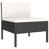 NNEVL 6 Piece Garden Lounge Set with Cushions Poly Rattan Black