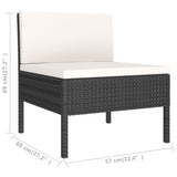 NNEVL 6 Piece Garden Lounge Set with Cushions Poly Rattan Black