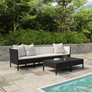 NNEVL 6 Piece Garden Lounge Set with Cushions Poly Rattan Black