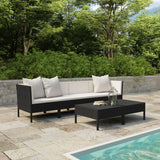 NNEVL 6 Piece Garden Lounge Set with Cushions Poly Rattan Black