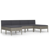 NNEVL 6 Piece Garden Lounge Set with Cushions Poly Rattan Grey