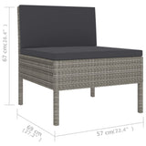 NNEVL 6 Piece Garden Lounge Set with Cushions Poly Rattan Grey