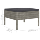 NNEVL 6 Piece Garden Lounge Set with Cushions Poly Rattan Grey