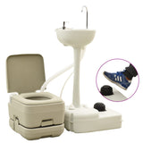 NNEVL Portable Camping Toilet 10+10L and Handwash Stand 20L Set Grey