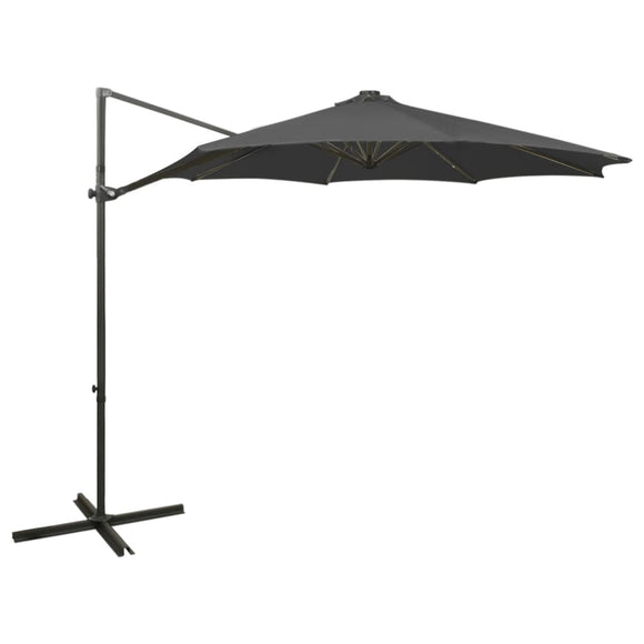 NNEVL Cantilever Umbrella with Pole and LED Lights Anthracite 300 cm