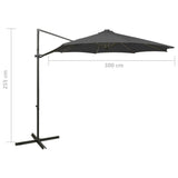 NNEVL Cantilever Umbrella with Pole and LED Lights Anthracite 300 cm