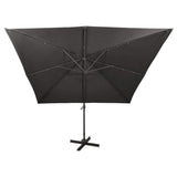 NNEVL Cantilever Umbrella with Pole and LED Lights Anthracite 300 cm