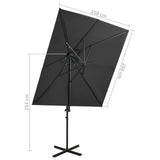 NNEVL Cantilever Umbrella with Double Top Anthracite 250x250 cm