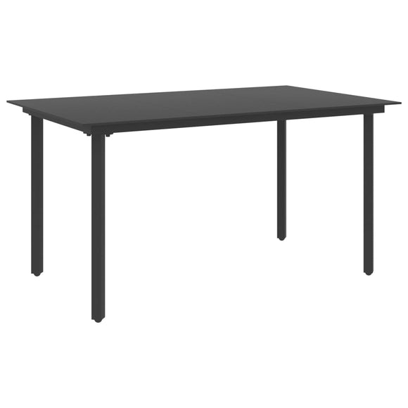 NNEVL Garden Dining Table Black 150x80x74 cm Steel and Glass