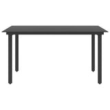 NNEVL Garden Dining Table Black 150x80x74 cm Steel and Glass
