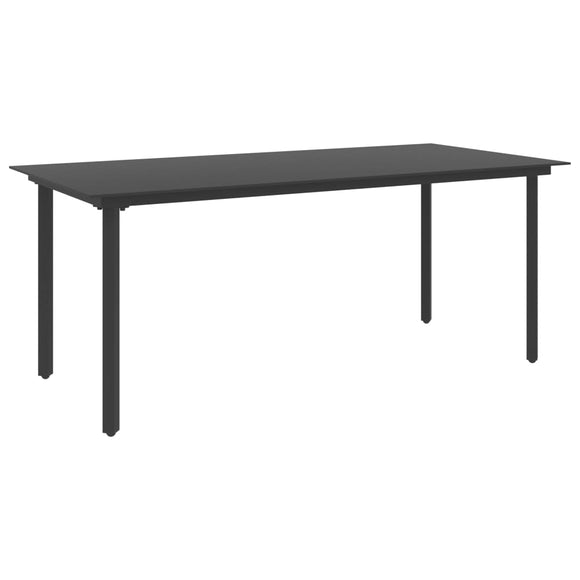 NNEVL Garden Dining Table Black 190x90x74 cm Steel and Glass