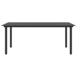 NNEVL Garden Dining Table Black 190x90x74 cm Steel and Glass