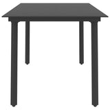 NNEVL Garden Dining Table Black 190x90x74 cm Steel and Glass