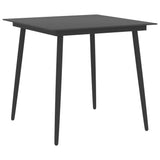 NNEVL Garden Dining Table Black 80x80x74 cm Steel and Glass
