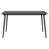 NNEVL Garden Dining Table Black 150x90x74 cm Steel and Glass