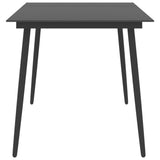 NNEVL Garden Dining Table Black 150x90x74 cm Steel and Glass