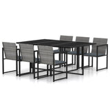 NNEVL 7 Piece Outdoor Dining Set with Cushions Poly Rattan Grey