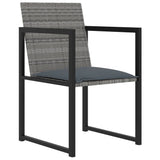 NNEVL 7 Piece Outdoor Dining Set with Cushions Poly Rattan Grey