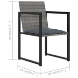 NNEVL 7 Piece Outdoor Dining Set with Cushions Poly Rattan Grey