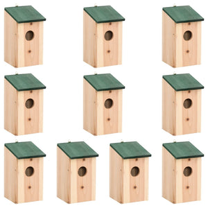 NNEVL Bird Houses 10 pcs Solid Firwood 12x12x22 cm