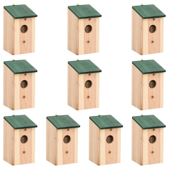 NNEVL Bird Houses 10 pcs Solid Firwood 12x12x22 cm