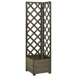 NNEVL Corner Trellis Planter Grey 40x40x150 cm Solid Firwood
