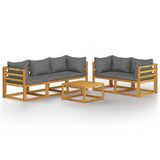 NNEVL 6 Piece Garden Lounge Set with Cushion Solid Acacia Wood
