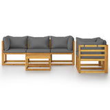 NNEVL 6 Piece Garden Lounge Set with Cushion Solid Acacia Wood