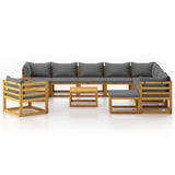 NNEVL 12 Piece Garden Lounge Set with Cushion Solid Acacia Wood
