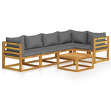 NNEVL 6 Piece Garden Lounge Set with Cushions Solid Acacia Wood