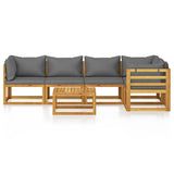 NNEVL 6 Piece Garden Lounge Set with Cushions Solid Acacia Wood