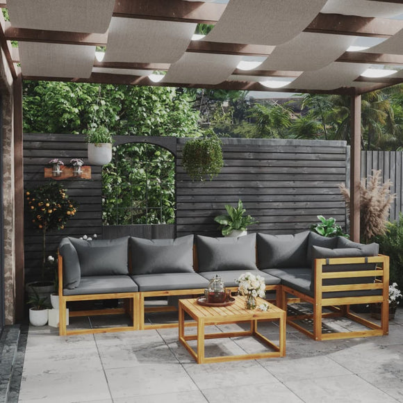 NNEVL 6 Piece Garden Lounge Set with Cushions Solid Acacia Wood