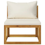 NNEVL 5 Piece Garden Lounge Set with Cushion Cream Solid Acacia Wood