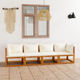 NNEVL 4-Seater Garden Sofa with Cushion Cream Solid Acacia Wood