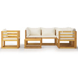 NNEVL 7 Piece Garden Lounge Set with Cushion Cream Solid Acacia Wood