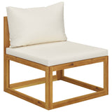 NNEVL 7 Piece Garden Lounge Set with Cushion Cream Solid Acacia Wood