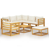 NNEVL 8 Piece Garden Lounge Set with Cushion Cream Solid Acacia Wood