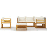 NNEVL 8 Piece Garden Lounge Set with Cushion Cream Solid Acacia Wood