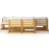 NNEVL 10 Piece Garden Lounge Set with Cushion Cream Solid Acacia Wood